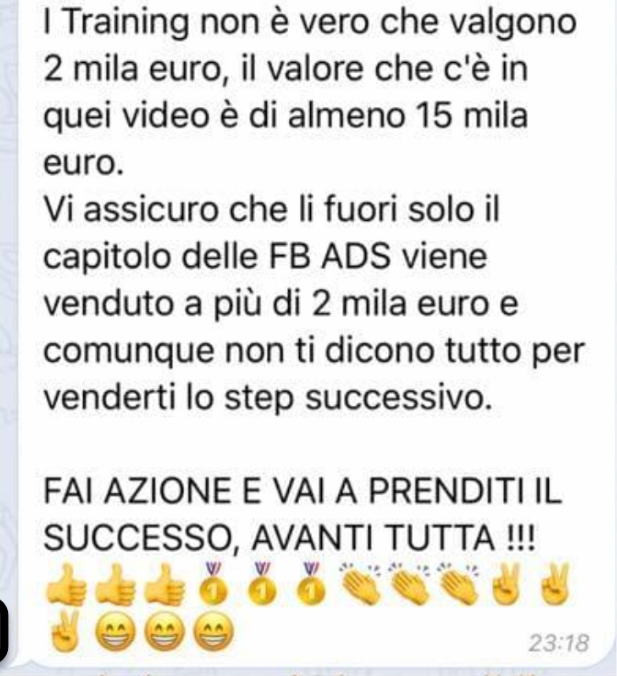 Messaggio anonimizzato di una persona che ha seguito i percorsi di Mirko Sabia 13
