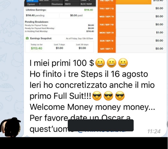 Messaggio anonimizzato di una persona che ha seguito i percorsi di Mirko Sabia 11